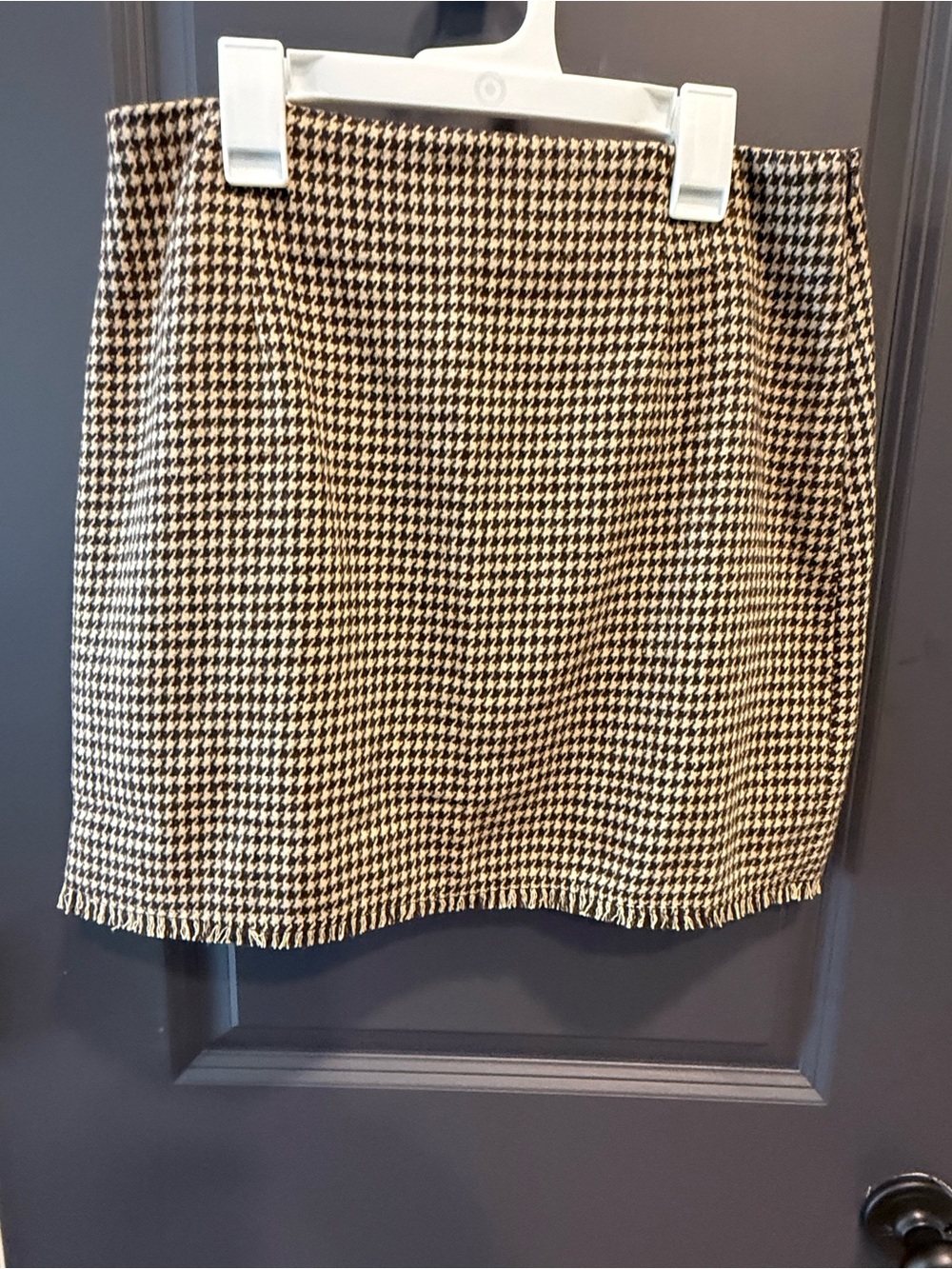 Hem & Thread Black and Cream Houndstooth Mini Skirt